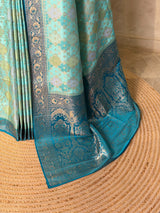 Blue Banarasi mashru katan silk saree - PRAZ8A