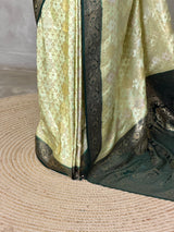 Light and Dark Green Banarasi mashru katan silk saree - PRAZ8B