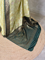Light and Dark Green Banarasi mashru katan silk saree - PRAZ8B