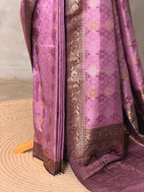 Onion pink and dark purple Banarasi mashru katan silk saree - PRAZ8C