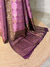 Onion pink and dark purple Banarasi mashru katan silk saree - PRAZ8C