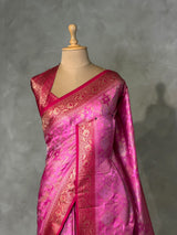 Pink and RedBanarasi mashru katan silk saree - PRAZ8D