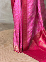 Pink and RedBanarasi mashru katan silk saree - PRAZ8D