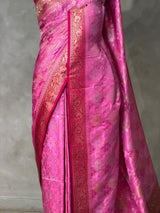 Pink and RedBanarasi mashru katan silk saree - PRAZ8D
