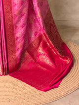 Pink and RedBanarasi mashru katan silk saree - PRAZ8D