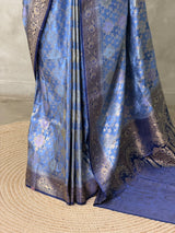BlueBanarasi mashru katan silk saree - PRAZ8E