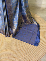 BlueBanarasi mashru katan silk saree - PRAZ8E