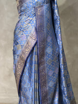 BlueBanarasi mashru katan silk saree - PRAZ8E