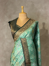 Green Banarasi mashru katan silk saree - PRAZ8F