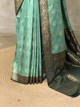 Green Banarasi mashru katan silk saree - PRAZ8F