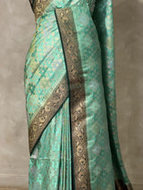 Green Banarasi mashru katan silk saree - PRAZ8F