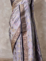 Bluish GreyBanarasi mashru katan silk saree - PRAZ8G
