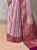 Lavender and purpleBanarasi mashru katan silk saree - PRAZ9