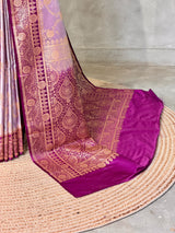Lavender and purpleBanarasi mashru katan silk saree - PRAZ9