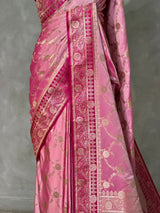 Pink and rani PinkBanarasi mashru katan silk saree - PRAZ9A
