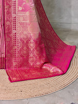 Pink and rani PinkBanarasi mashru katan silk saree - PRAZ9A