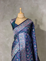 Blue Banarasi mashru katan silk saree - PRAZ10
