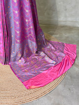 Lilac Pink Banarasi mashru katan silk saree - PRAZ10A