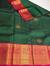 Green and Rani pink Pure Vintage Kanchipuram Silk saree - PPUREN19