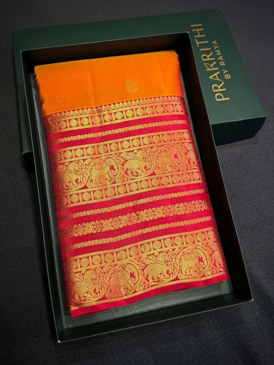 Yellow and Red Pure Vintage Kanchipuram Silk saree - PPUREN20