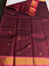 Deep maroon and Onion Pink Pure Vintage Kanchipuram Silk saree - PPUREN22