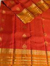 Rust Orange and Mustard Yellow Pure Vintage Kanchipuram Silk saree - PPUREN23