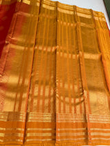 Rust Orange and Mustard Yellow Pure Vintage Kanchipuram Silk saree - PPUREN23