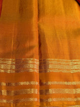 Rust Orange and Mustard Yellow Pure Vintage Kanchipuram Silk saree - PPUREN23