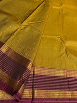 Mustard and Wine Semi Kanchipuram Silk Saree PSSRN45