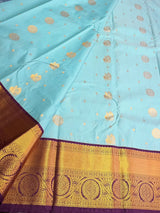 Blue and Purple Semi Kanchipuram Silk Saree PSSRN50
