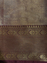 Light gold and Brown tissue silk cotton saree -MPS49