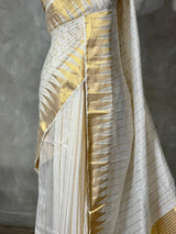 Offwhite and gold chanderi silk cotton saree -MPS47D