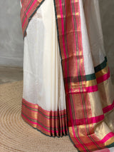 Offwhite and pink chanderi silk cotton saree -MPS47C