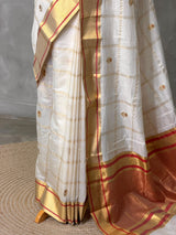 Offwhite and gold chanderi silk cotton saree -MPS48