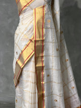 Offwhite and gold chanderi silk cotton saree -MPS48