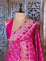 Rani pink pure katan Banarasi silk saree - PBRKATAN8