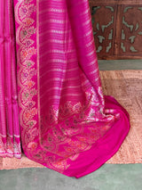 Rani pink pure katan Banarasi silk saree - PBRKATAN8