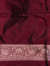 Deep Maroon pure katan Banarasi silk saree - PBRKATAN2