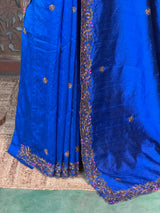 Royal blue Pure Blue Raw Silk Saree - PBRRAW1