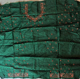 Dark Green Pure Raw Silk Saree - PBRRAW3