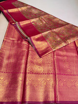 Dark pink Tissue Kanchipuram saree- PBRIDEK21