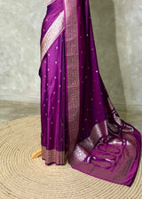 Purple pure satin Banarasi silk saree - PRAZ8C