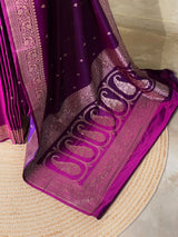 Purple pure satin Banarasi silk saree - PRAZ8C