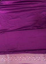 Purple pure satin Banarasi silk saree - PRAZ8C