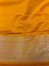 Yellow pure satin Banarasi silk saree - PRAZ8B
