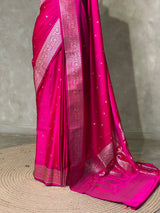 Rani pink pure satin Banarasi silk saree - PRAZ8A