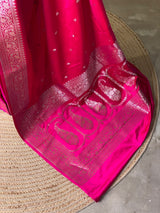 Rani pink pure satin Banarasi silk saree - PRAZ8A