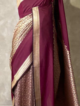Deep Burgundy katan Banarasi silk saree - PRAZ9E