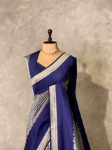 Navy Blue katan Banarasi silk saree - PRAZ9C