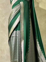 Dark Green katan Banarasi silk saree - PRAZ9B